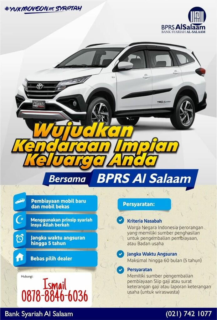 Stok Mobil Bekas di Kredit Syariah BPRS AlSalaam Bebas Riba