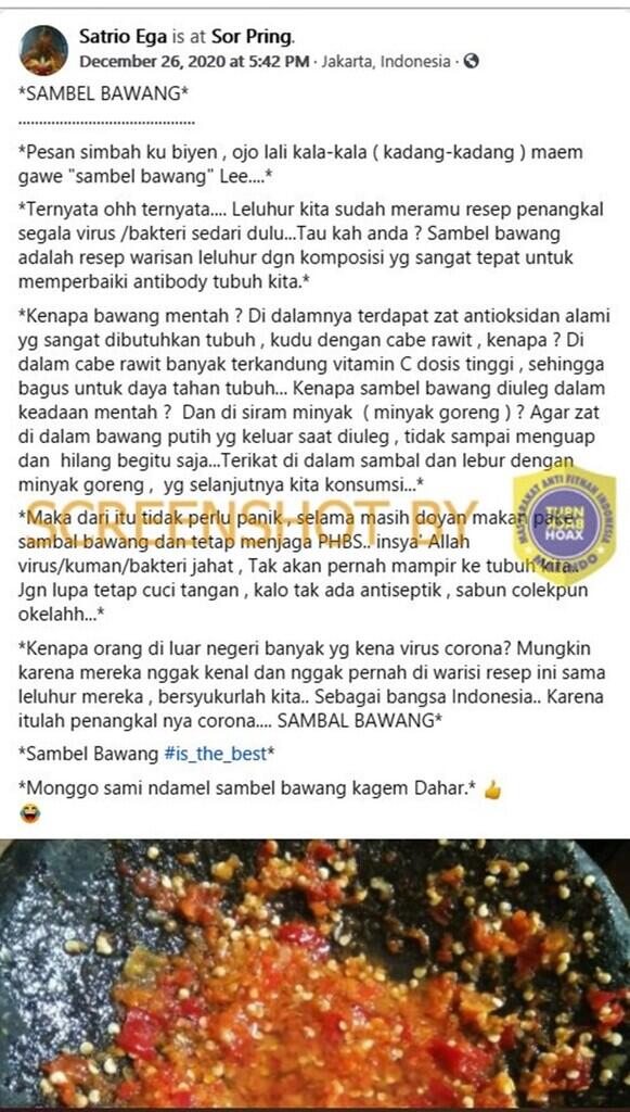 Makan Pakai Sambel Bawang Ampuh Tangkal COVID-19
