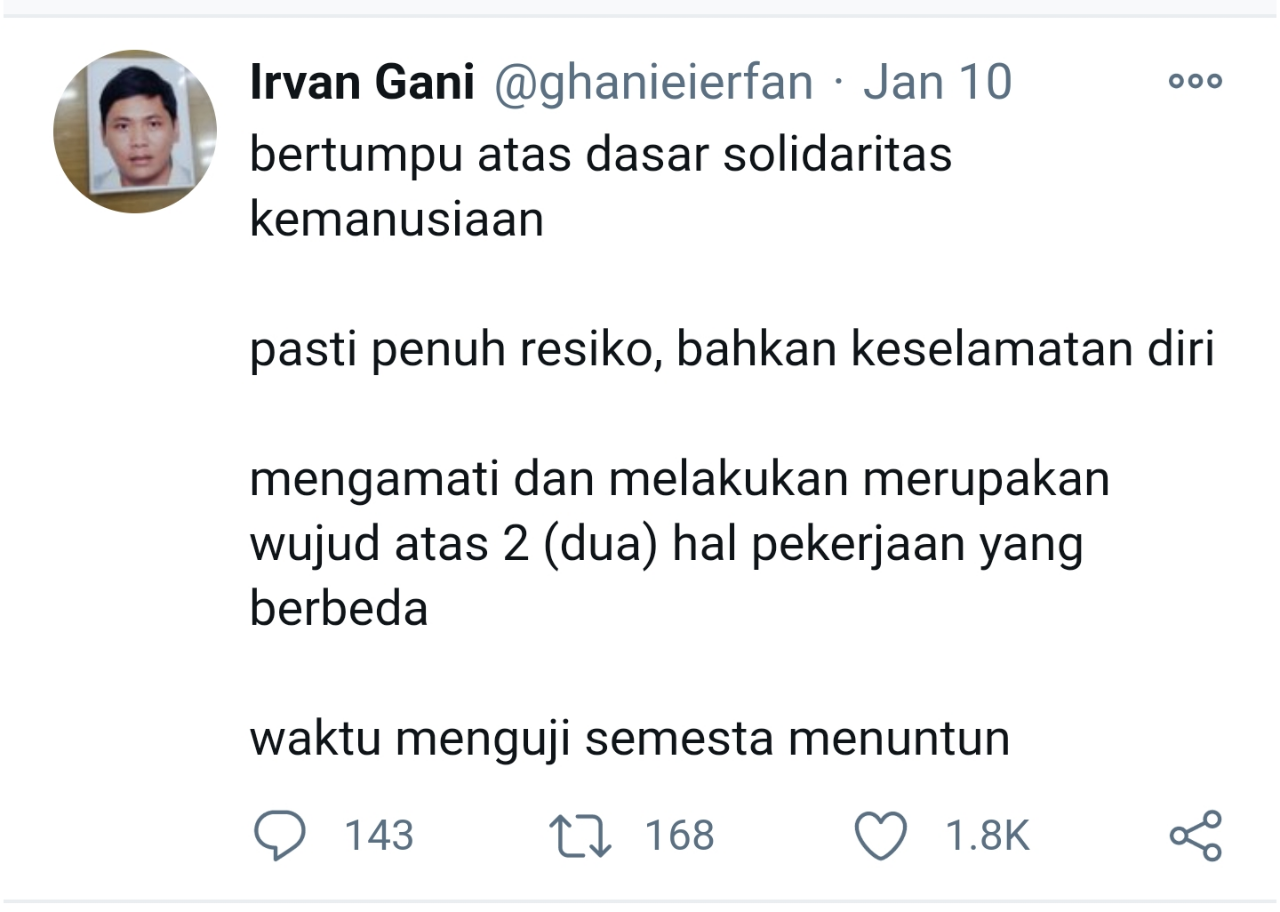 Irvan Gani, Pengumpul Dana 6 Syuhada FPI Laporkan Donasi Rp1,7 Miliar ke Netizen