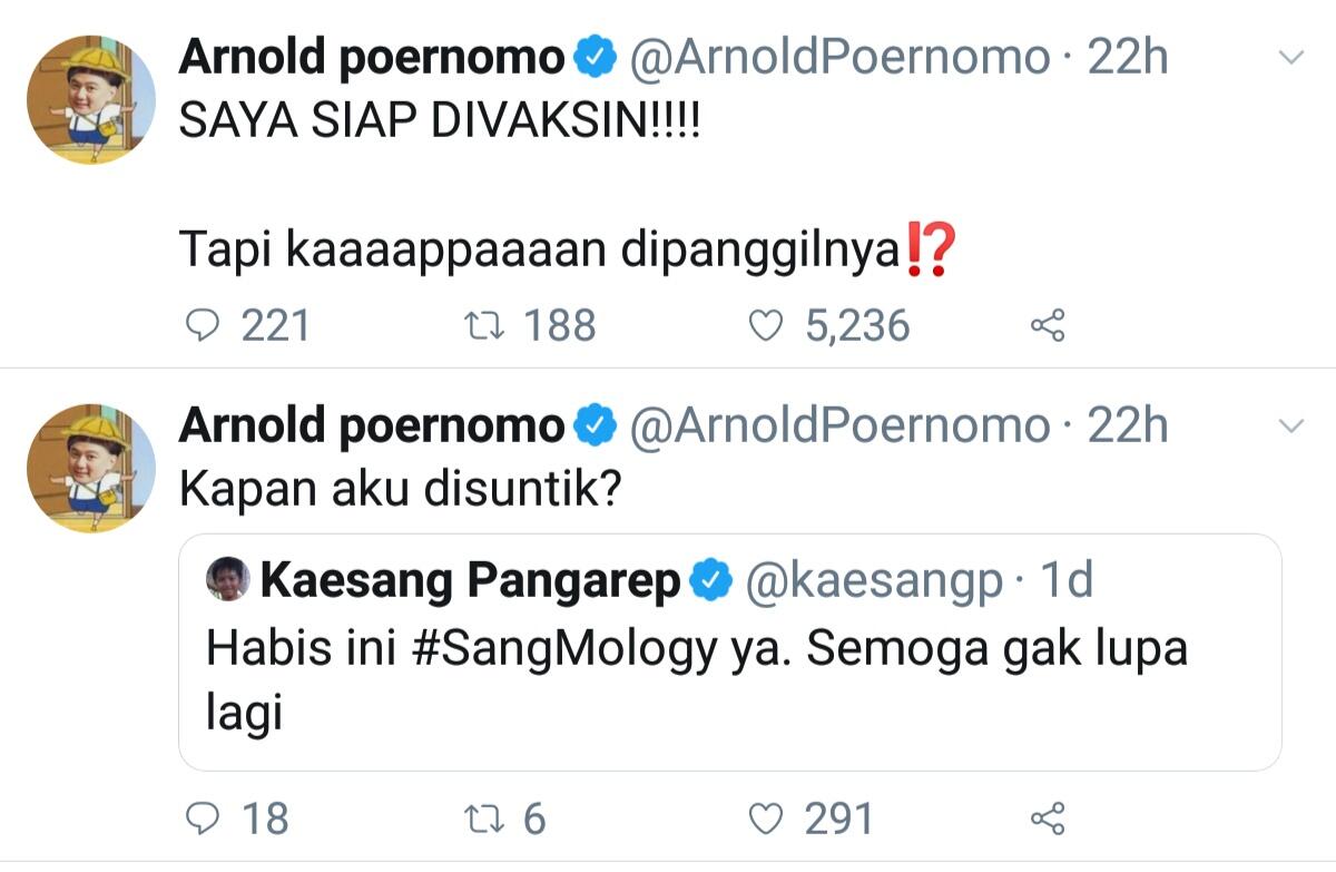 Cara Chef Arnold Maksa Minta Segera Divaksin Malah Bikin Ngakak, Kenapa?