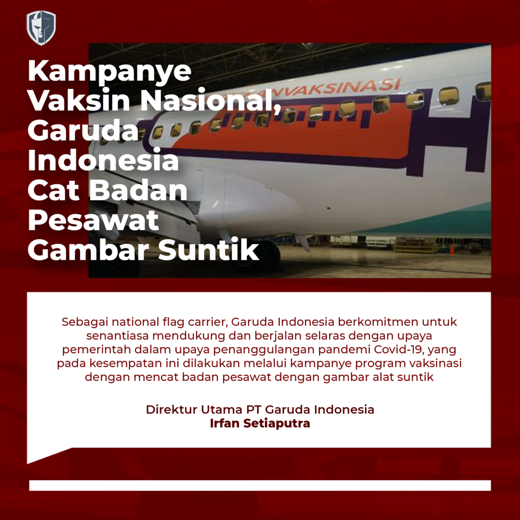 Kampanye Pentingnya Vaksinasi, Garuda Indonesia Cat Badan Pesawat Gambar Suntik