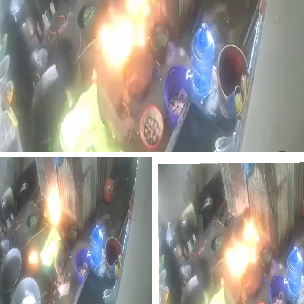 Ngeri! Detik-detik Seorang Pria Tersambar Api Karena Gas Elpiji Bocor! Hampir Saja