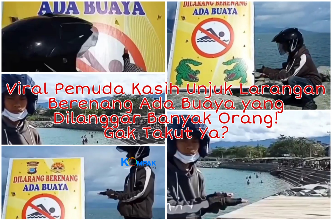 Viral Pemuda Kasih Unjuk Larangan Berenang Ada Buaya yang Dilanggar Banyak Orang! 