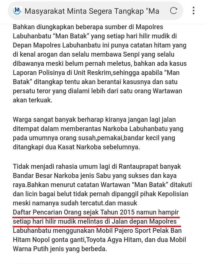 Anggota Lalai, Gembong Narkoba Man Batak Melarikan Diri