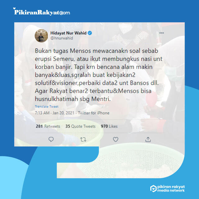 Wakil Ketua MPR Hidayat Nur Wahid Mengkritik Bu Risma. Terjun Salah , Diem Salah?