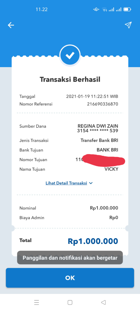 TOLONG ANE SALAH TRANSFER SESAMA BANK BRI