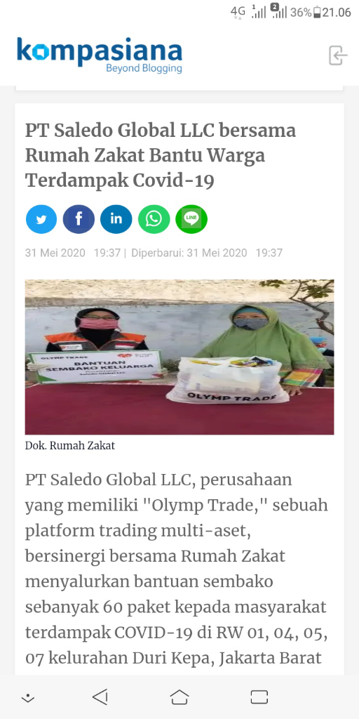 Olymptrade Peduli Berbagi Untuk Meringankan Dampak Covid 19