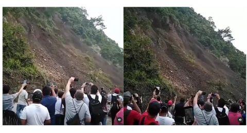 Gila Demi Konten Warga Ramai-ramai Rekam Tanah Longsor, Punya 7 Nyawa?