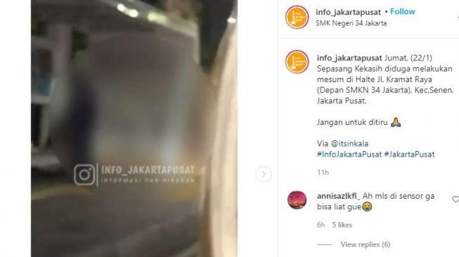 Nekat Oral Seks di Halte SMKN 34, Pasangan Mesum Lari Kencang Diusir Warga