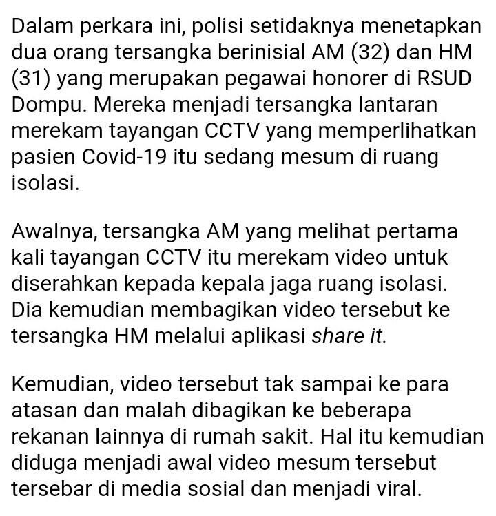 Heboh Video Mesum di Ruang Isolasi Pasien Covid-19, Polisi Beberkan Faktanya