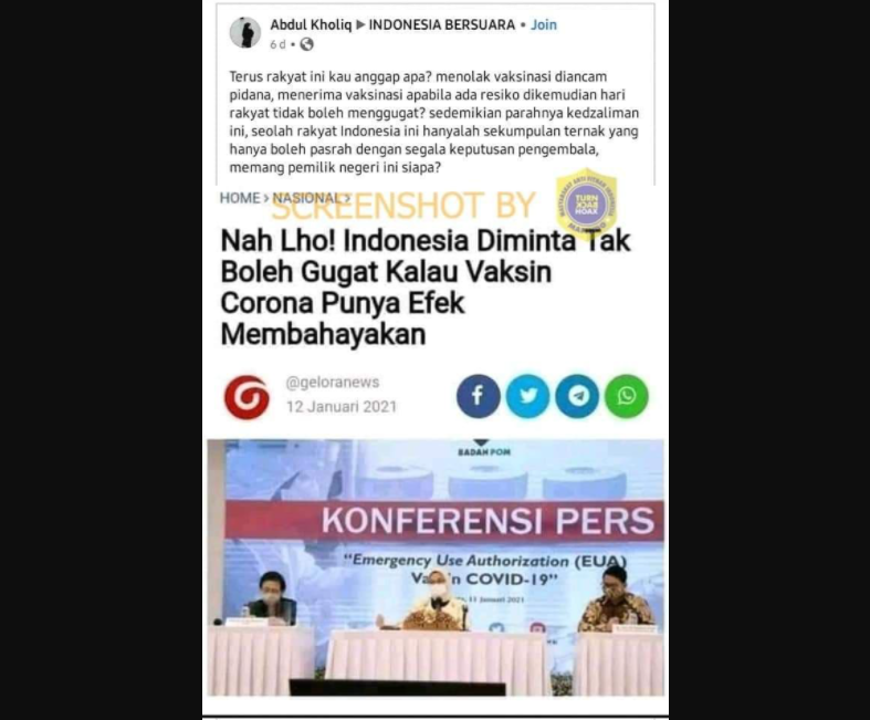 Indonesia Tak Bisa Menggugat Jika Vaksin COVID-19 Bermasalah