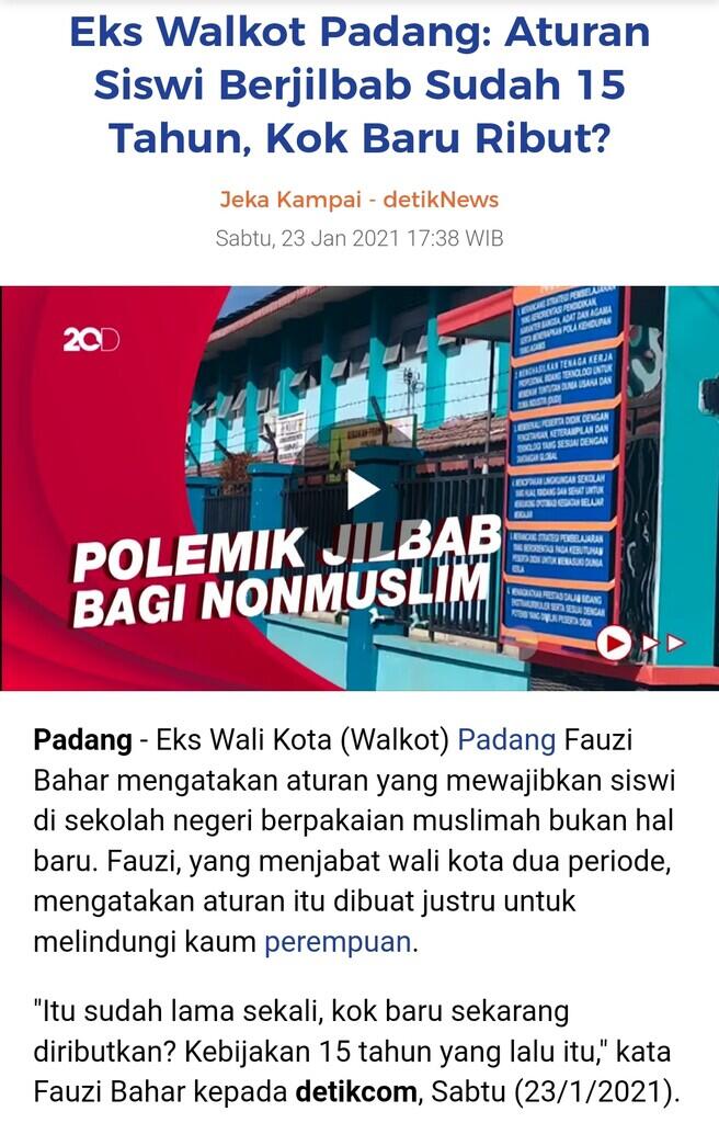 Permintaan Maaf Kepala SMKN 2 Padang: Itu Aturan Lama