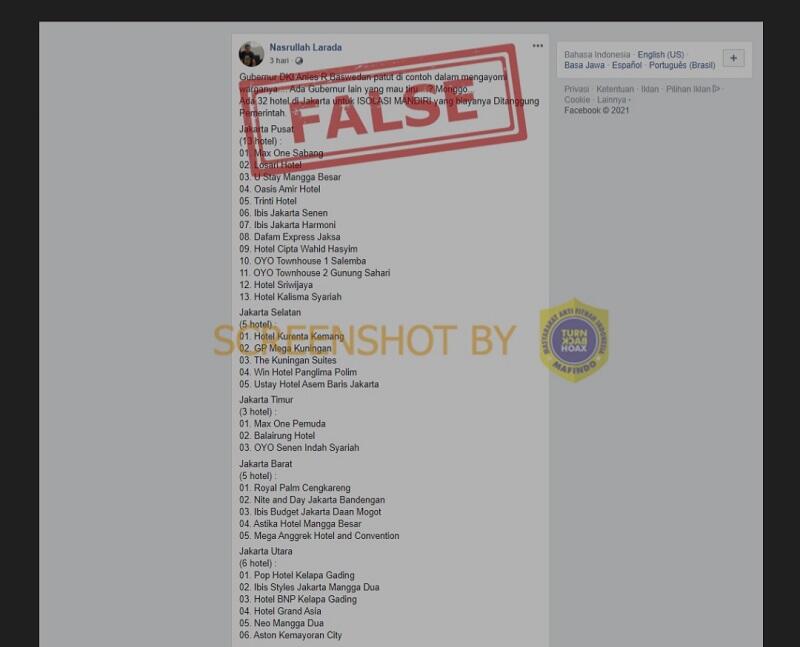 Puluhan Hotel Jadi Tempat Isolasi Dengan Biaya dari Pemprov DKI