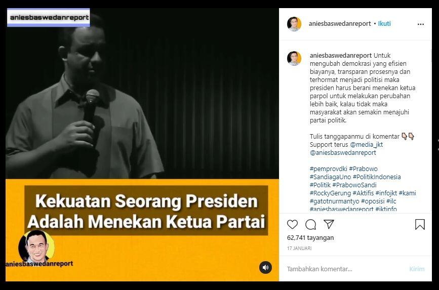 Anies Baswedan: Kekuatan Presiden Itu Menekan, Pasti Berubah Negara Ini