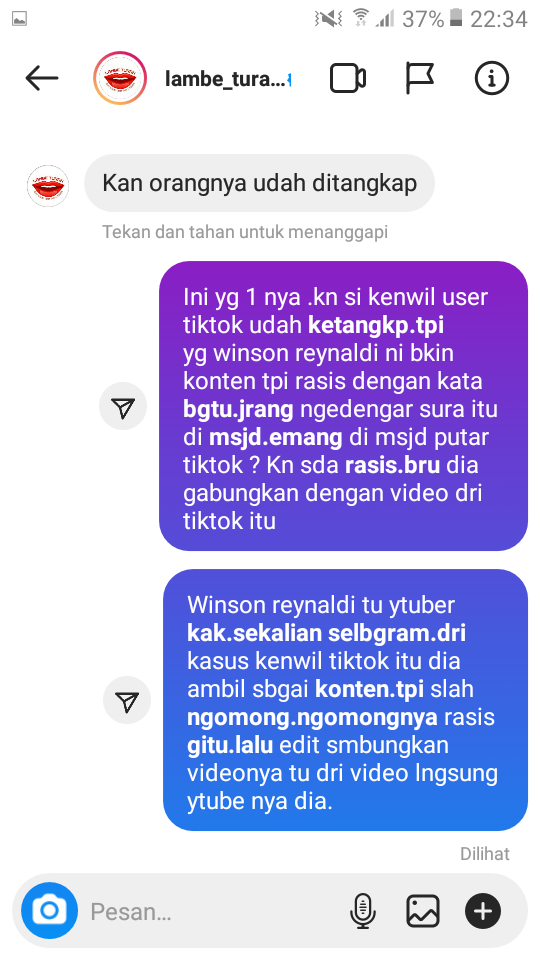 Youtuber dan selebgram Alif Tuarita Melaporkan winson reynaldi ke lambe turah ?