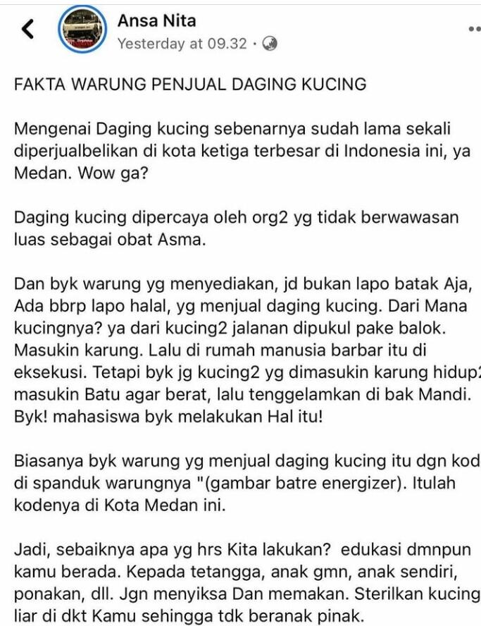 Sadis! Daging Kucing Dijadikan Lauk Untuk Makan, Biar Apa Coba?