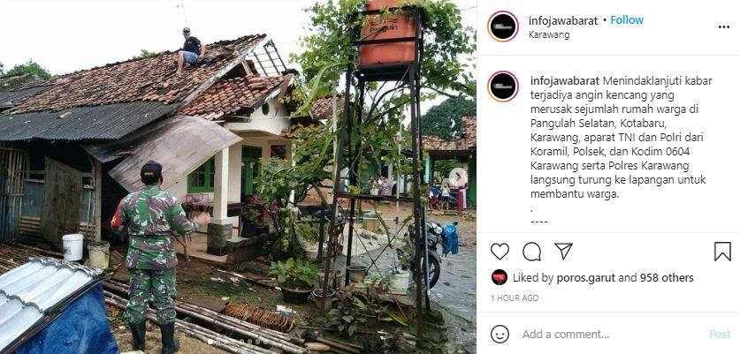 Angin Kencang Hantam Pangulah Selatan, Atap Rumah Beterbangan
