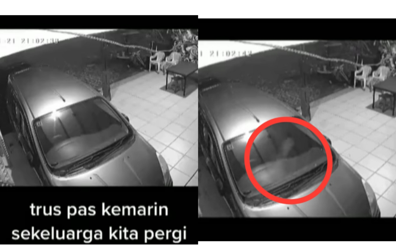 Ngeri, Penampakan Sosok Putih Bermain-main di Atas Mobil Terekam CCTV Baru Dipasang