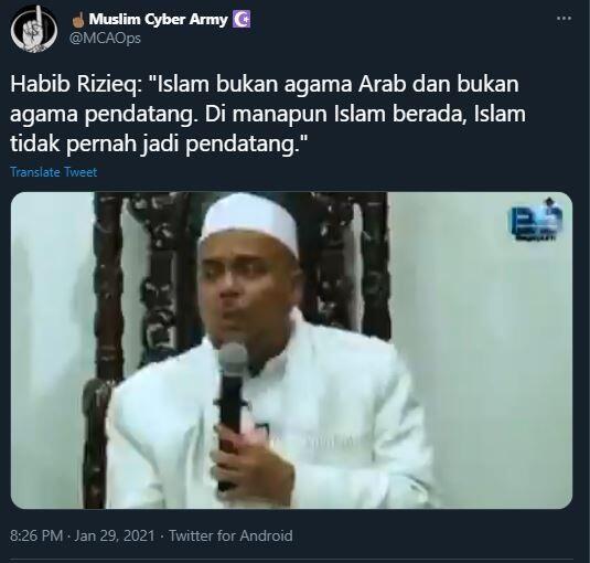 Islam Disebut Agama Pendatang, Habib Rizieq: Islam itu Agama Pribumi

