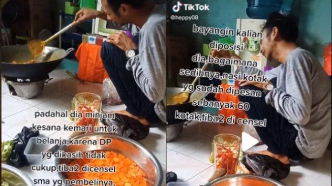 60 Nasi Kotak Dibatalkan Mendadak, Pria Ini Menangis Terisak Sambil Memasak