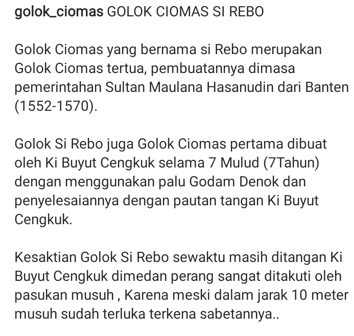 Golok Ciomas: Pusaka Warisan Leluhur, Sakti Termasyhur