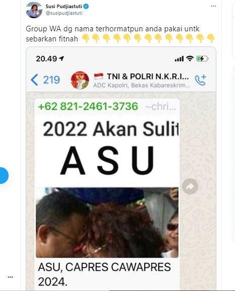 Susi Pudjiastuti Ngamuk Diisukan Jadi Cawapres, Anies Capres, Disingkat ASU