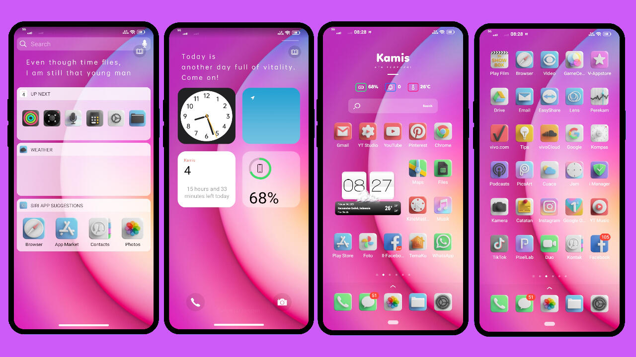 Download Tema iOs Depth 14 3D Untuk Semua Vivo HP Vivo Gratis Tembus Akar