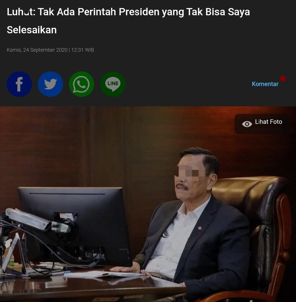 Menko Luhut Akui Lebih dari 2 Juta Kasus Covid-19 Belum Terlaporkan