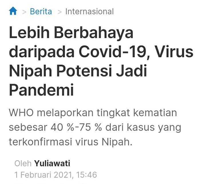 Pakar Unair: Virus Nipah Berpotensi Pandemi Jilid 2