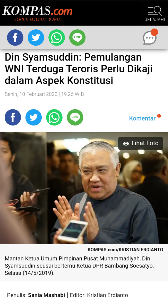 Ketua PBNU: Saya Belum Bisa Temukan Contoh Konkret Din Syamsuddin Radikal