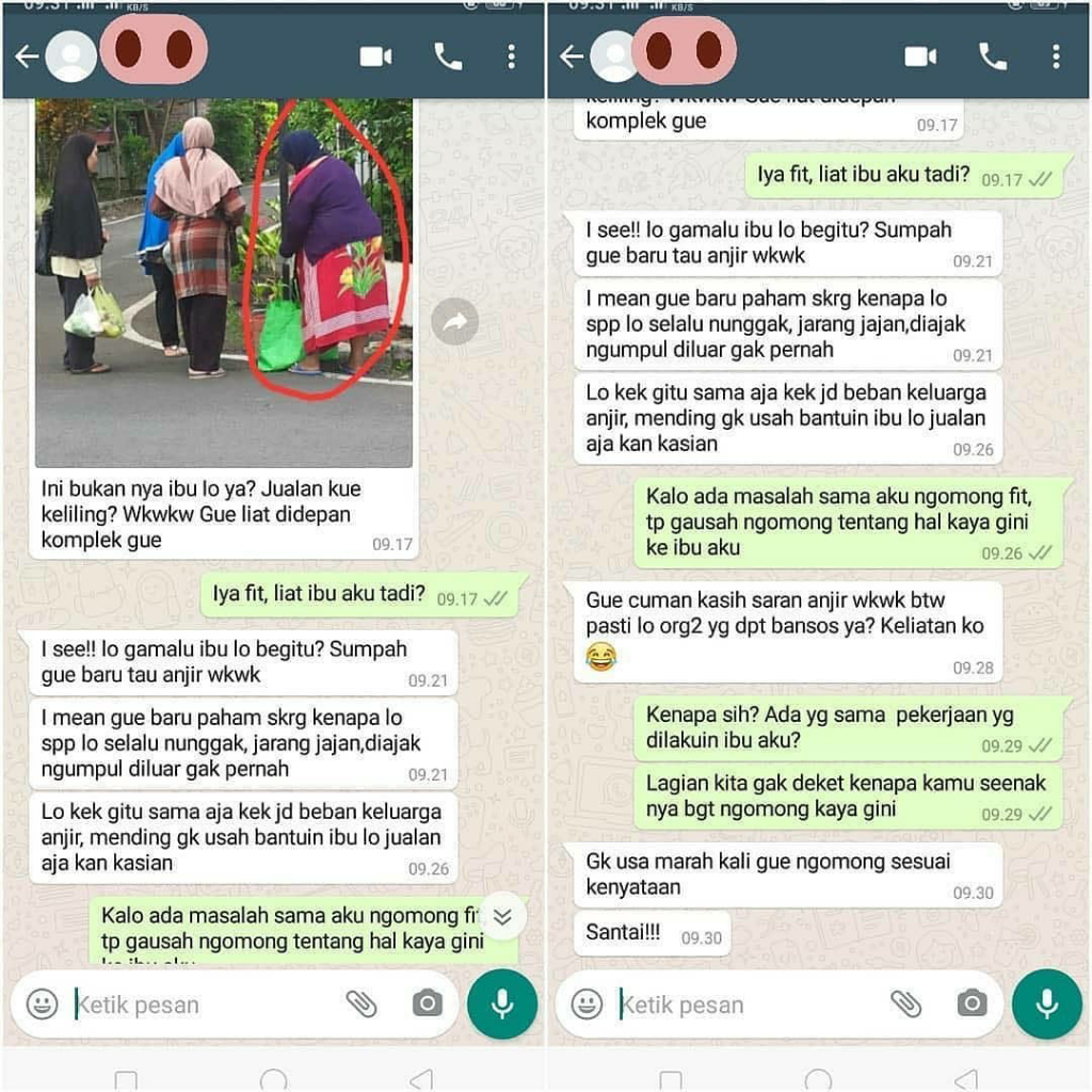 Beredar Chat Bully-an Terhadap Seseorang yang Memiliki Ibu Penjual Kue