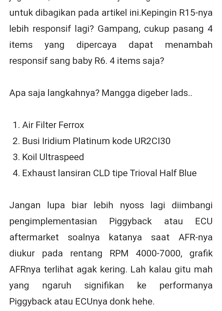 Performa Tetap Maksimal untuk Touring atau Pemakai Harian Bersama R15, Ini Tipsnya!