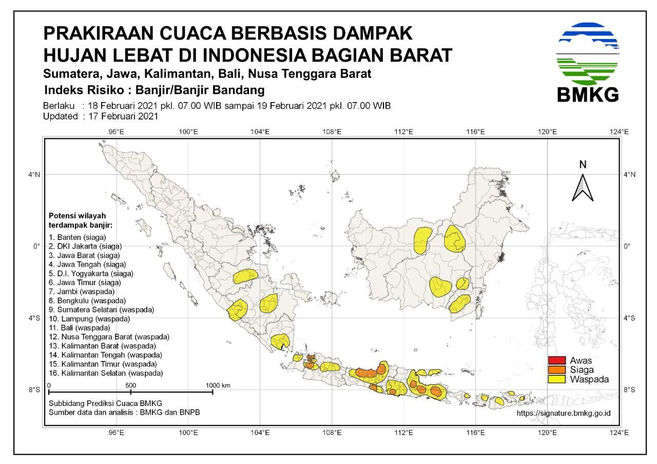 BMKG Keluarkan Peringatan Dini, Pulau Jawa Siaga Banjir 18-19 Februari