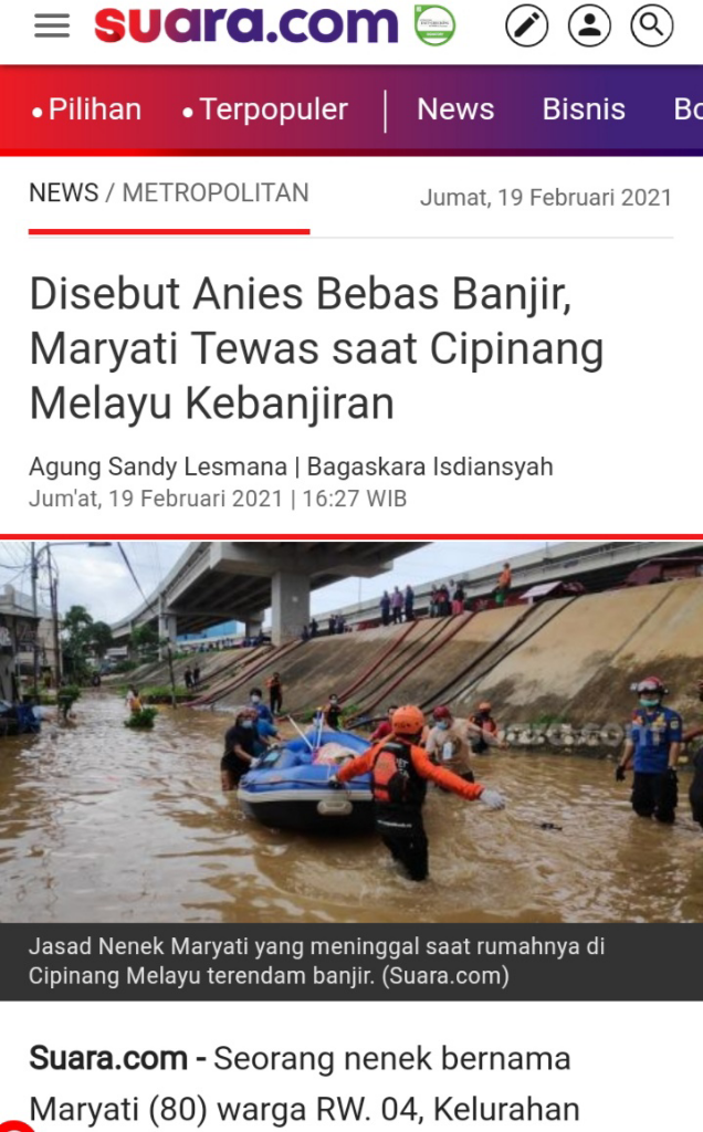 Riza Patria: Hanya 57 RT di Jakarta Terdampak Banjir, Lebih Kecil Dari Tahun Lalu