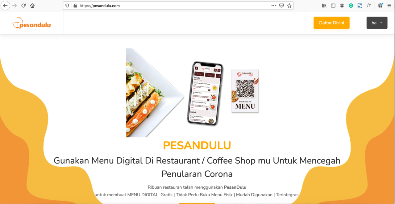 Menu Digital Online - Gratis dari PesanDulu.com