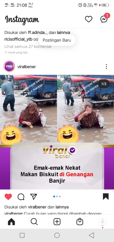 Viral Video Emak-emak Makan Biskuit Dicelupkan Ke Dalam Air Banjir! Cari Perhatian?