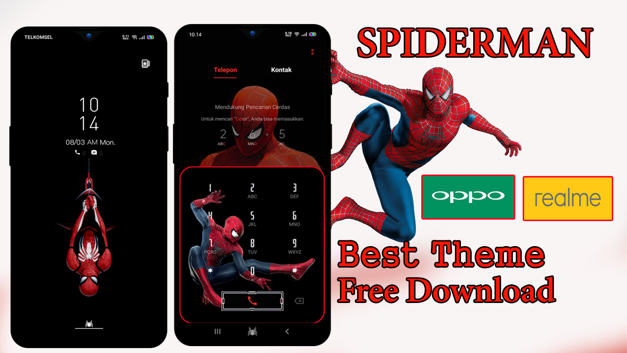 Download Tema Spiderman Realme UI Oppo A53/A93/A5 2020 Tembus WA