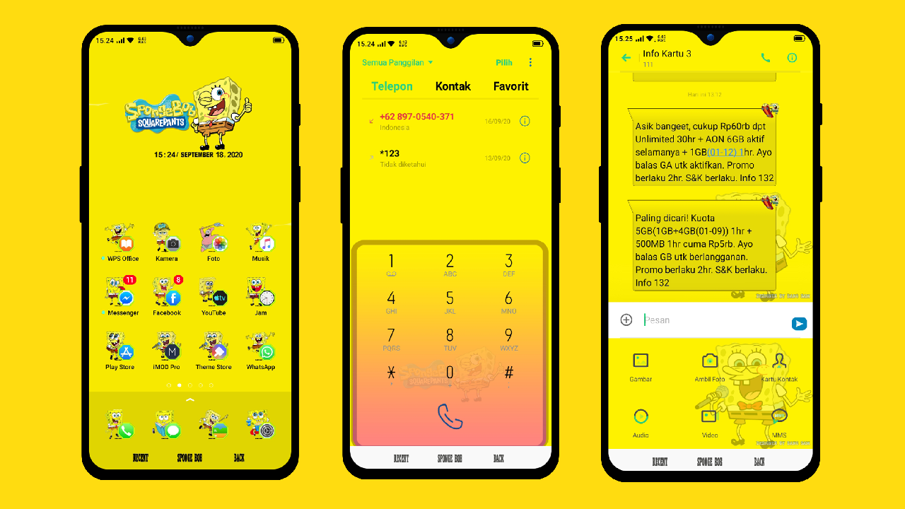 Download Tema Kartun Spongebob Full Pack Oppo Realme