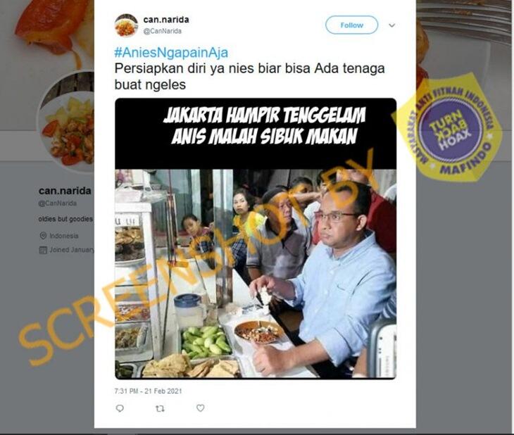 Anies Sibuk Makan Warteg Saat Jakarta Tenggelam Banjir