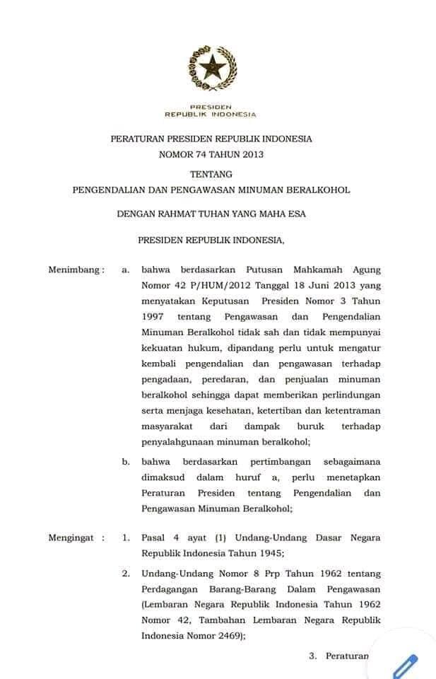 PPP Apresiasi Jokowi Cabut Lampiran Perpres Soal Investasi Miras! | KASKUS