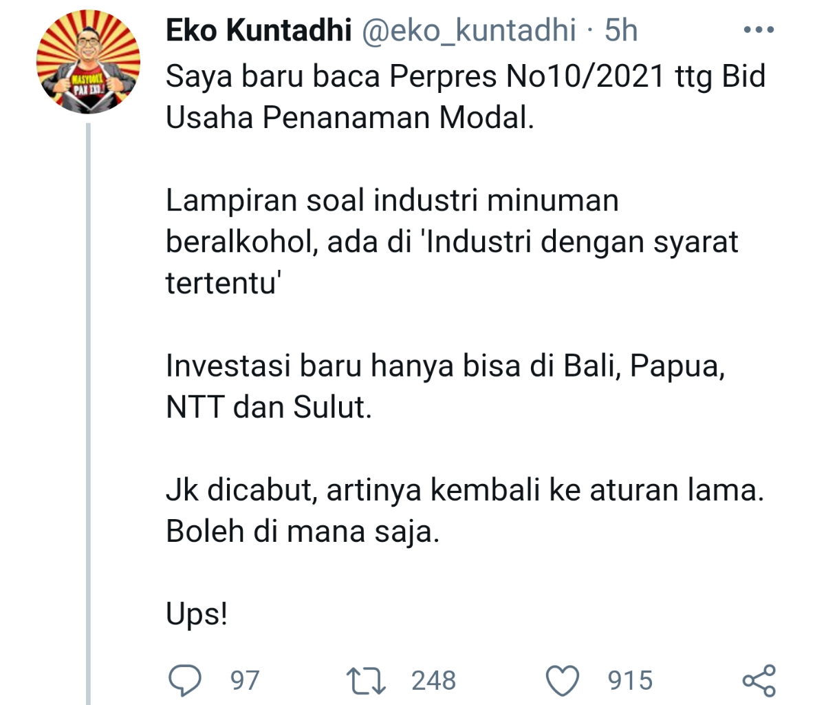 Ini Pasal Detail Lampiran Perpres soal Miras yang Dicabut Jokowi