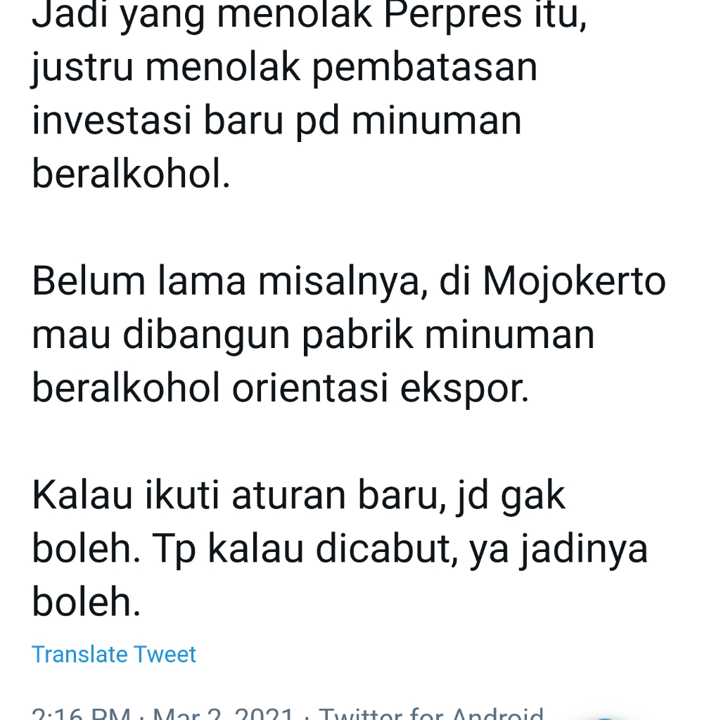 Ini Pasal Detail Lampiran Perpres soal Miras yang Dicabut Jokowi
