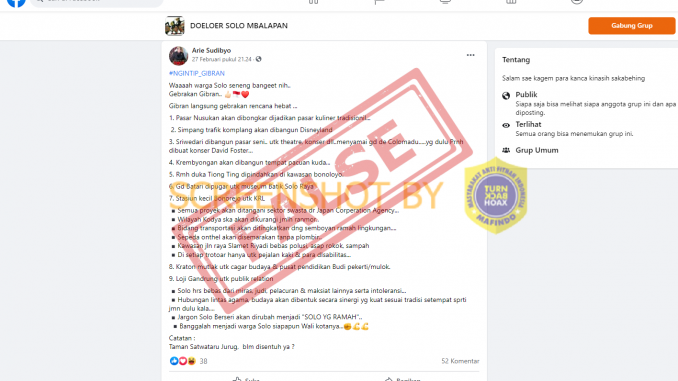 Gibran Bakal Bangun Disneyland di Solo