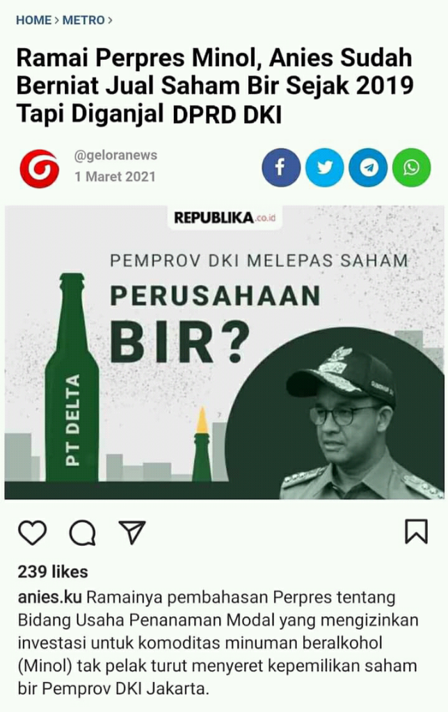 Menjawab Pertanyaan BuzerRP Terkait Miras Di DKI