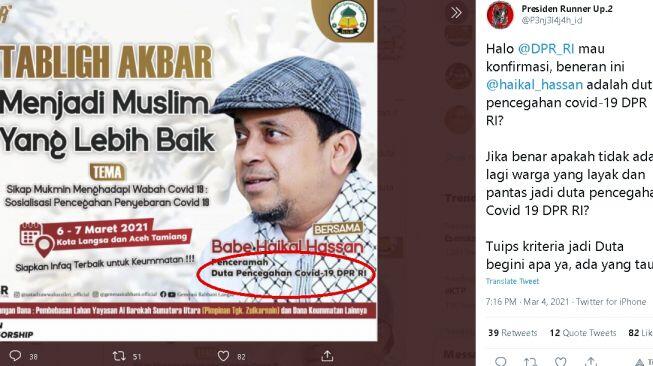 Tanggapi Poster Sebut Haikal Hassan Duta Covid, Ferdinand Hutahaean: Kacau!