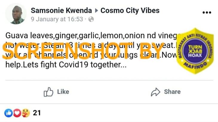 Uap Panas Hasil Rebusan Cuka Dapat Obati COVID-19