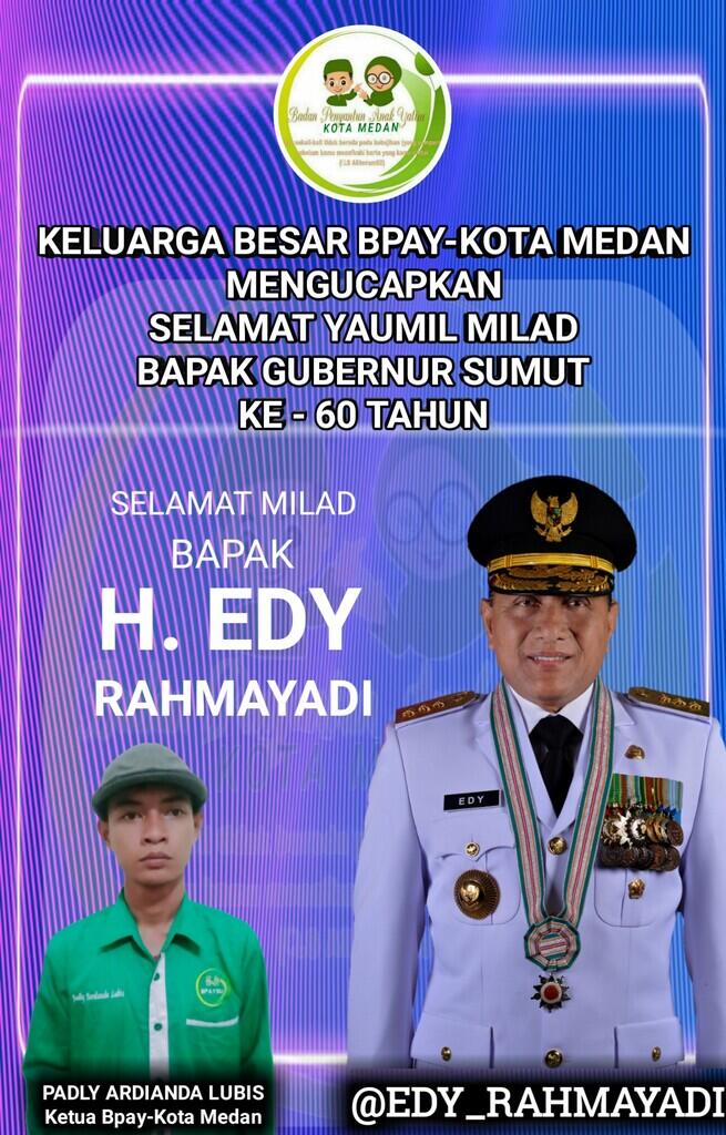 Bpaykm Mengucapkan Selamat Ulang Tahun Kepada H. Edy Rahmayadi