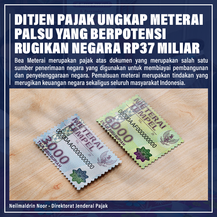 Materai Palsu Bisa Rugikan Negara Hingga Rp37 Miliar
