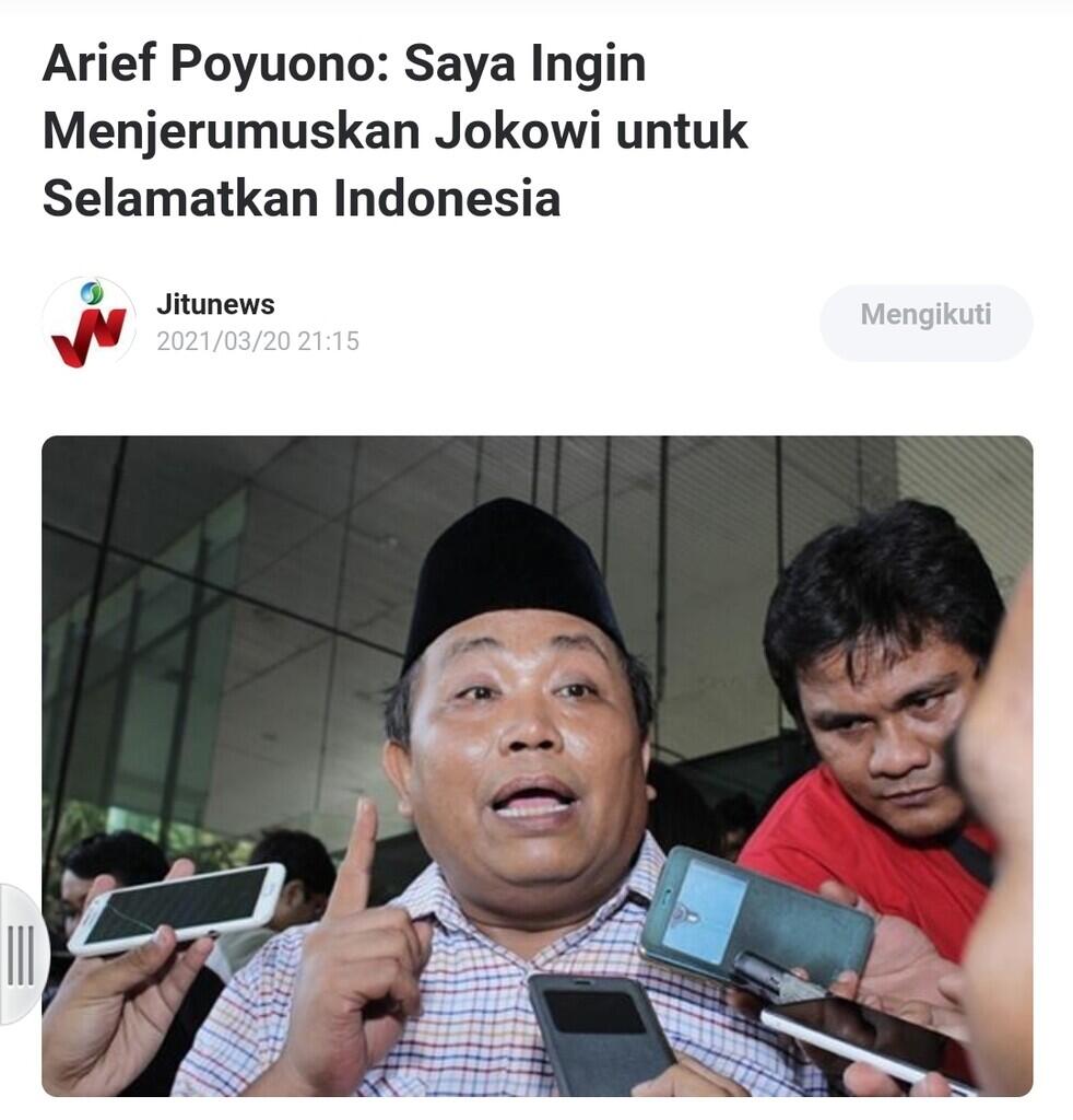 Arief Poyuono: Saya Ingin Menjerumuskan Jokowi untuk Selamatkan Indonesia