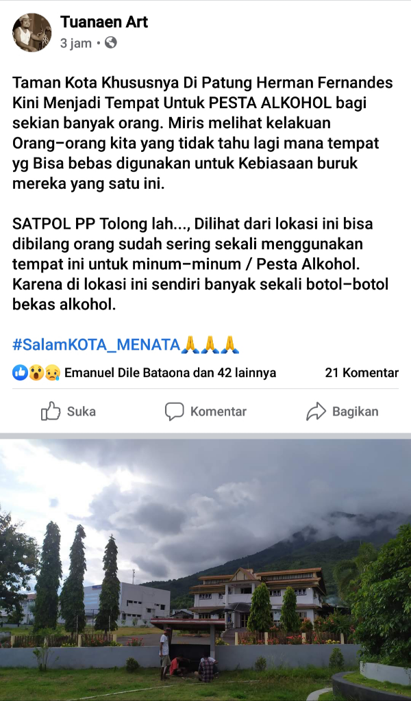 Miris, Taman Patung Herman Fernandez Larantuka Jadi Tempat Pesta Miras